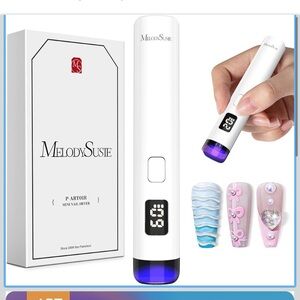 MelodySusie White cordless UV Nail lamp gel rechargeable rhinestones
